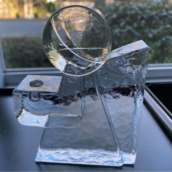 Swedish Wiesenthal Hutte Wiesenthalhutte Angel Ice Glass Candle Holder Vintage - Picture 4 of 16